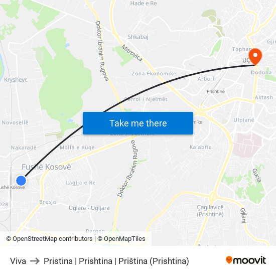 Viva to Pristina | Prishtina | Priština (Prishtina) map