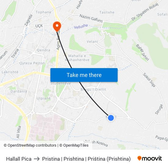 Hallall Pica to Pristina | Prishtina | Priština (Prishtina) map