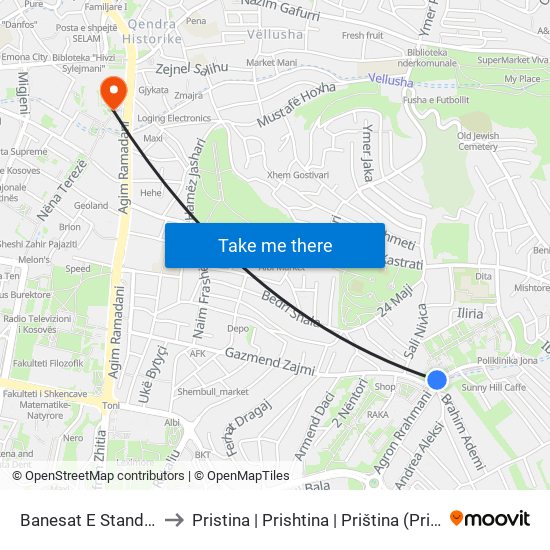 Banesat E Standardit to Pristina | Prishtina | Priština (Prishtina) map