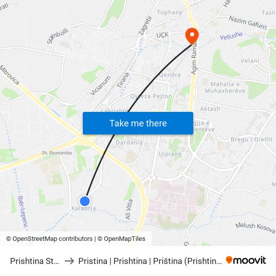 Prishtina Star to Pristina | Prishtina | Priština (Prishtina) map