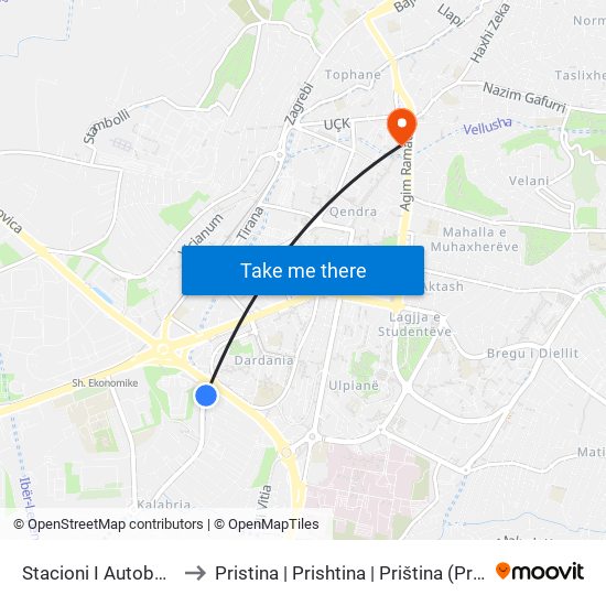 Stacioni I Autobuseve to Pristina | Prishtina | Priština (Prishtina) map