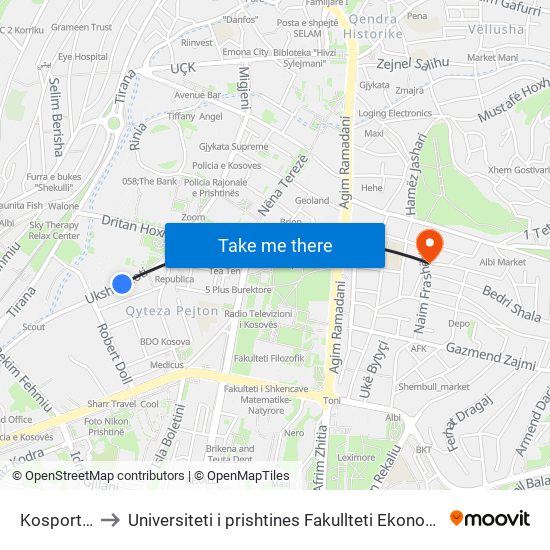 Kosport 2 to Universiteti i prishtines Fakullteti Ekonomik map