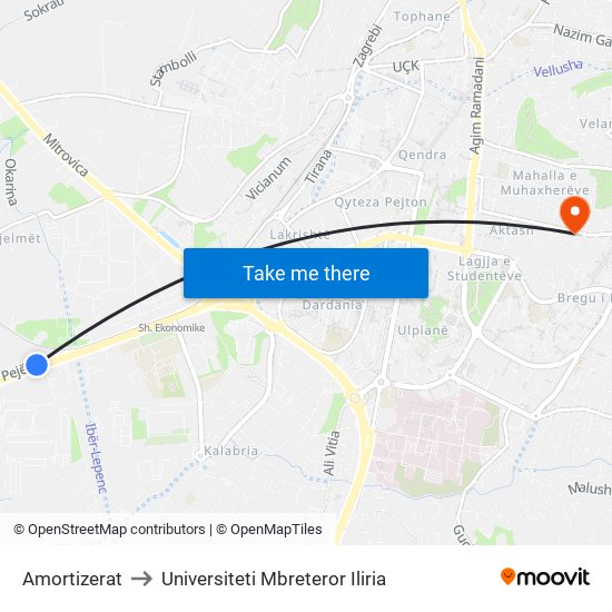 Amortizerat to Universiteti Mbreteror Iliria map