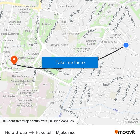 Nura Group to Fakulteti i Mjekesise map