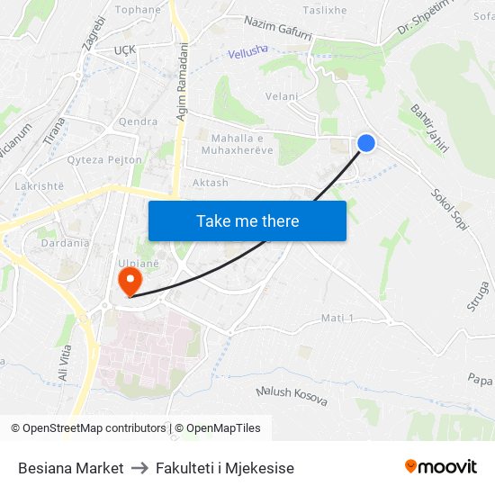 Besiana Market to Fakulteti i Mjekesise map