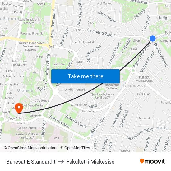 Banesat E Standardit to Fakulteti i Mjekesise map