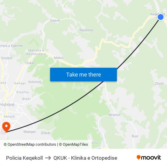 Policia Keqekoll to QKUK - Klinika e Ortopedise map