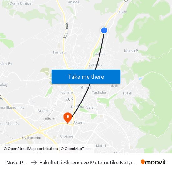 Nasa Petrol to Fakulteti i Shkencave Matematike Natyrore (FShMN) map