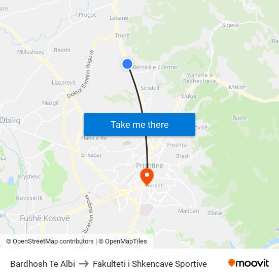 Bardhosh Te Albi to Fakulteti i Shkencave Sportive map