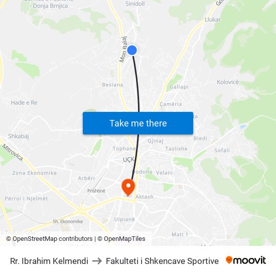 Rr. Ibrahim Kelmendi to Fakulteti i Shkencave Sportive map