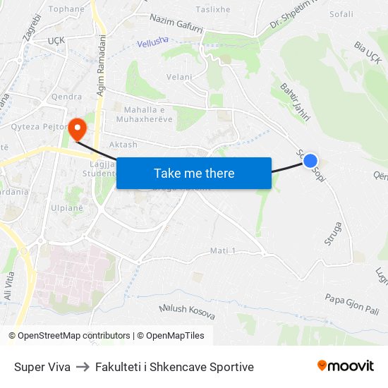 Super Viva to Fakulteti i Shkencave Sportive map
