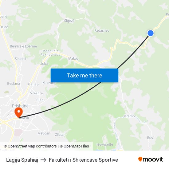 Lagjja Spahiaj to Fakulteti i Shkencave Sportive map