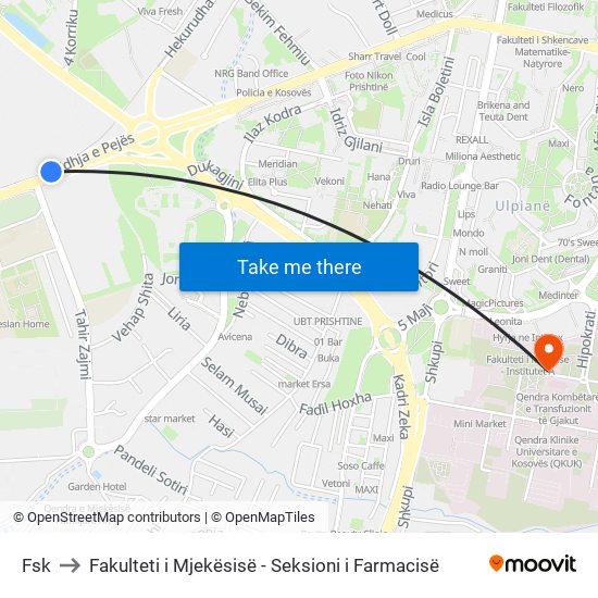 Fsk to Fakulteti i Mjekësisë - Seksioni i Farmacisë map