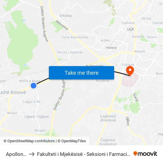 Apollonia to Fakulteti i Mjekësisë - Seksioni i Farmacisë map