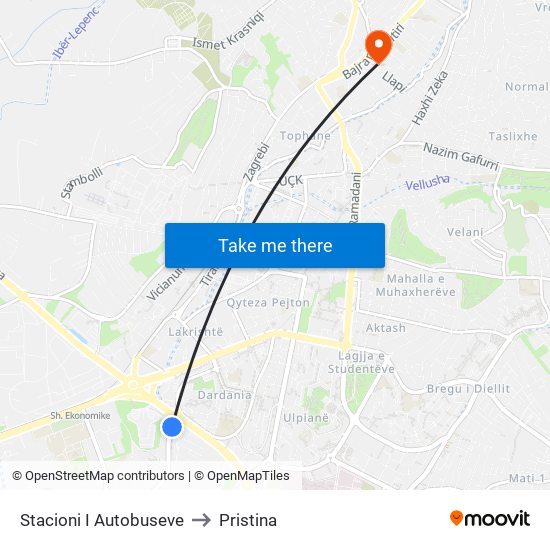 Stacioni I Autobuseve to Pristina map