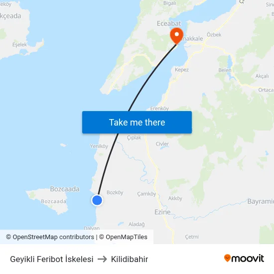 Geyikli Feribot İskelesi to Kilidibahir map