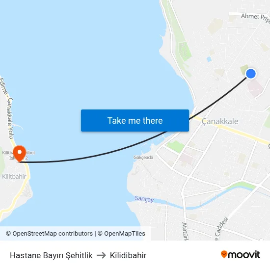 Hastane Bayırı Şehitlik to Kilidibahir map