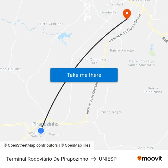 Terminal Rodoviário De Pirapozinho to UNIESP map