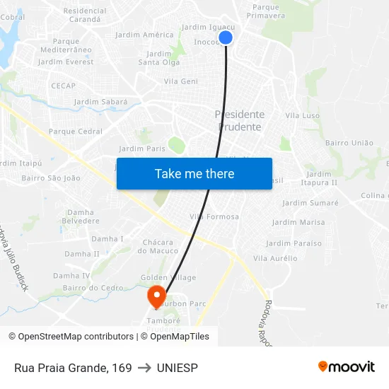 Rua Praia Grande, 169 to UNIESP map