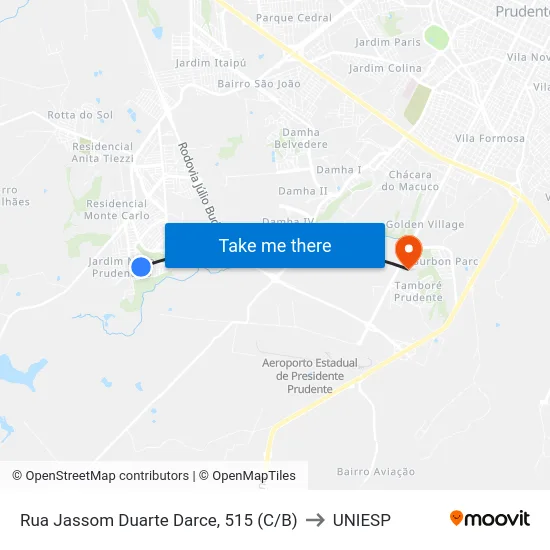 Rua Jassom Duarte Darce, 515 (C/B) to UNIESP map