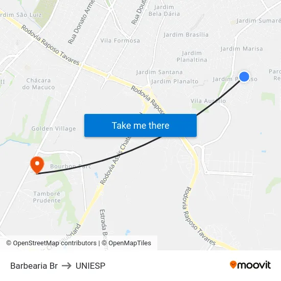 Barbearia Br to UNIESP map