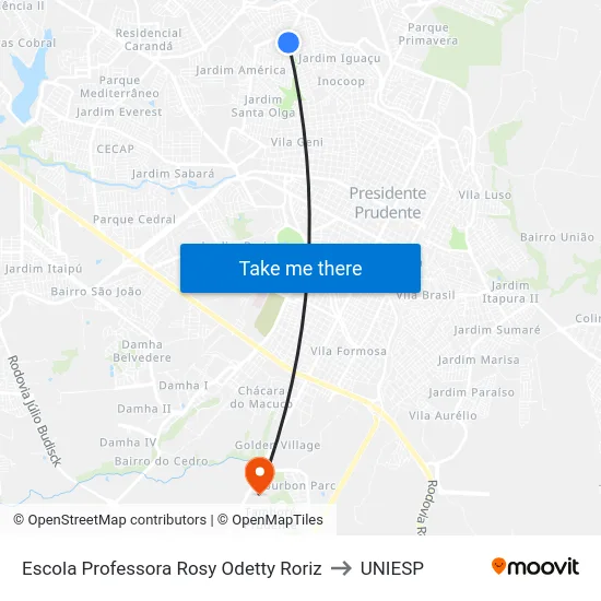 Escola Professora Rosy Odetty Roriz to UNIESP map