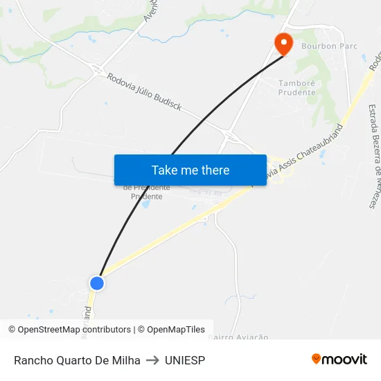Rancho Quarto De Milha to UNIESP map