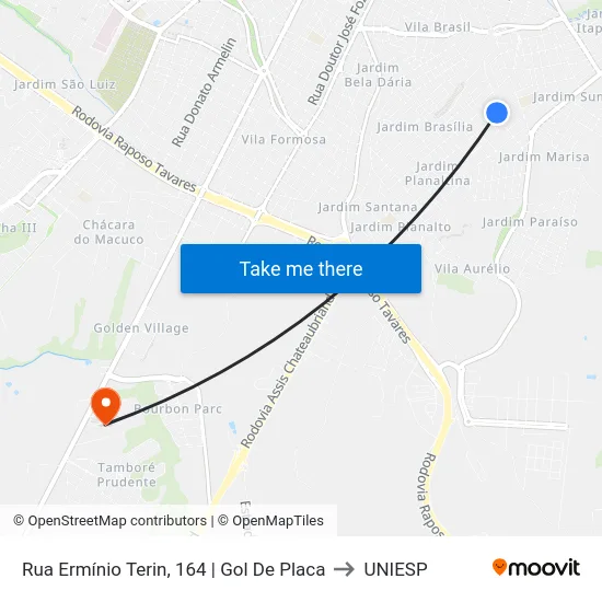 Rua Ermínio Terin, 164 | Gol De Placa to UNIESP map