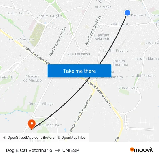 Dog E Cat Veterinário to UNIESP map