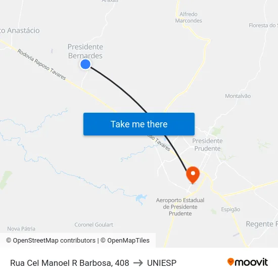 Rua Cel Manoel R Barbosa, 408 to UNIESP map