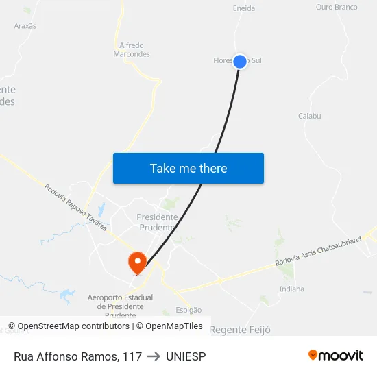 Rua Affonso Ramos, 117 to UNIESP map