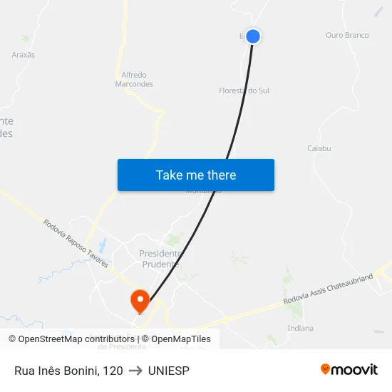 Rua Inês Bonini, 120 to UNIESP map