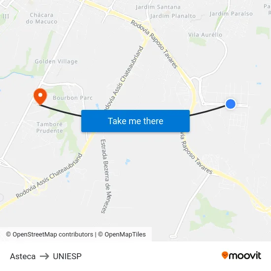 Asteca to UNIESP map