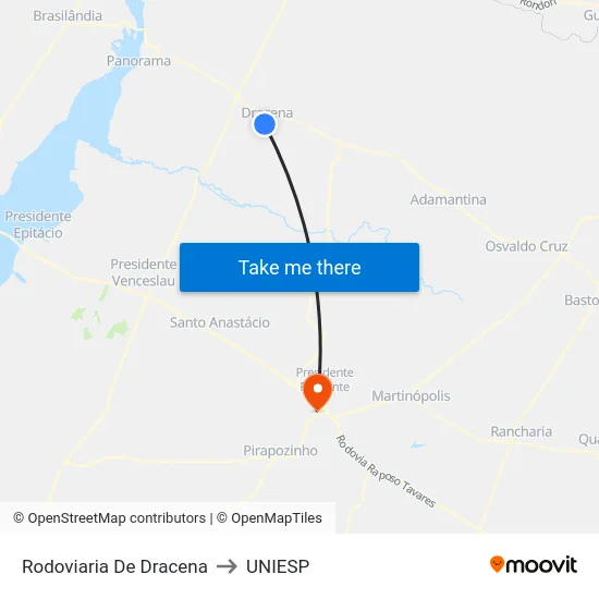 Rodoviaria De Dracena to UNIESP map