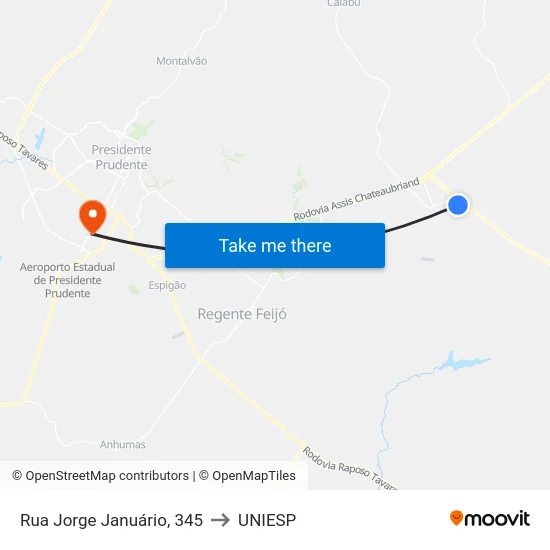 Rua Jorge Januário, 345 to UNIESP map