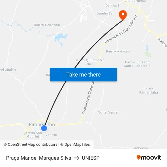 Praça Manoel Marques Silva to UNIESP map