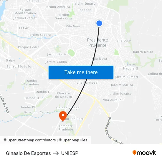 Ginásio De Esportes to UNIESP map