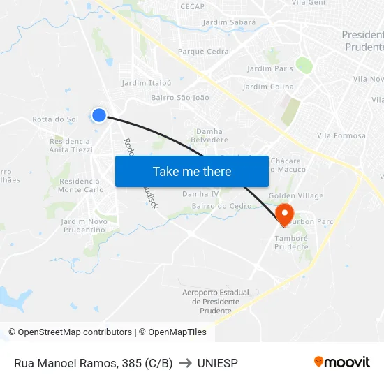 Rua Manoel Ramos, 385 (C/B) to UNIESP map