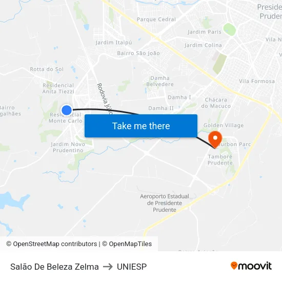 Salão De Beleza Zelma to UNIESP map