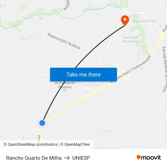 Rancho Quarto De Milha to UNIESP map