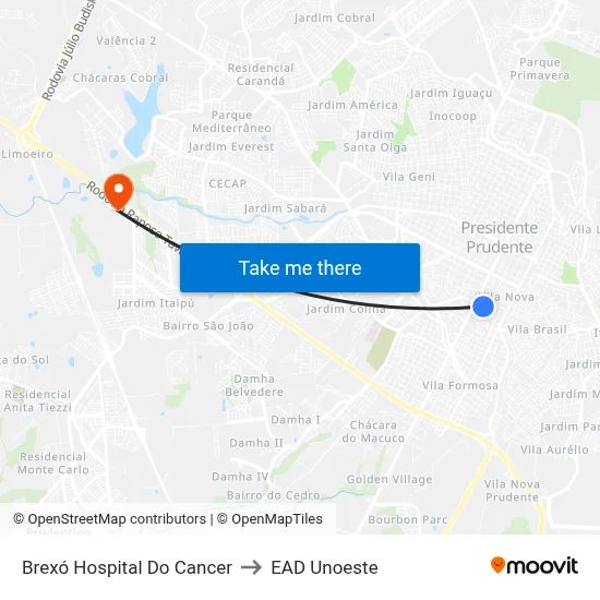 Brexó Hospital Do Cancer to EAD Unoeste map