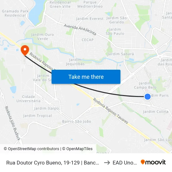 Rua Doutor Cyro Bueno, 19-129 | Banca Morumbi to EAD Unoeste map