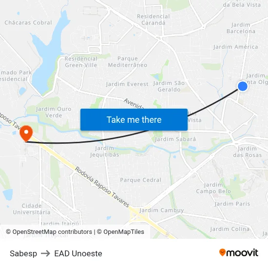 Sabesp to EAD Unoeste map