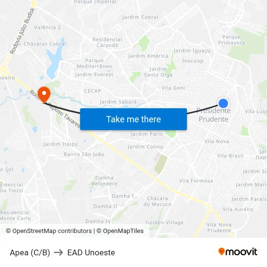 Apea (C/B) to EAD Unoeste map