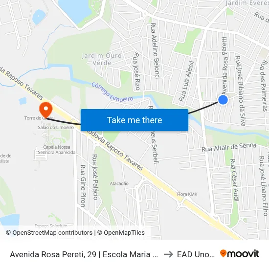 Avenida Rosa Pereti, 29 | Escola Maria Do Socorro to EAD Unoeste map