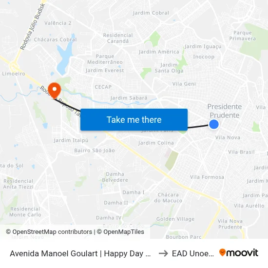 Avenida Manoel Goulart | Happy Day Festas to EAD Unoeste map