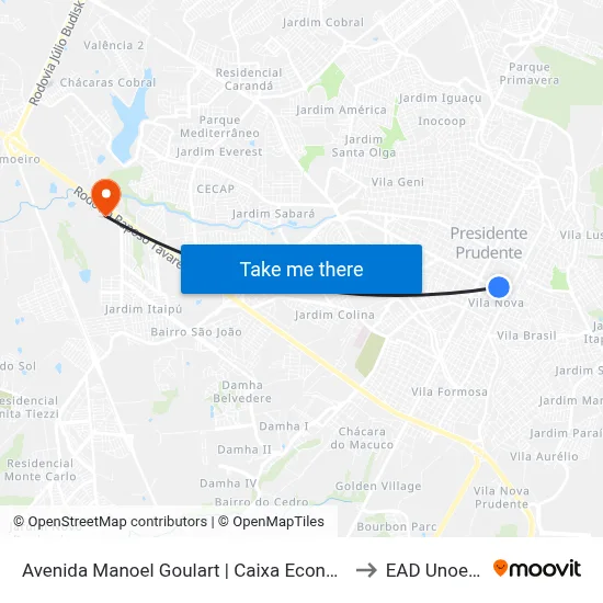 Avenida Manoel Goulart | Caixa Econômica to EAD Unoeste map