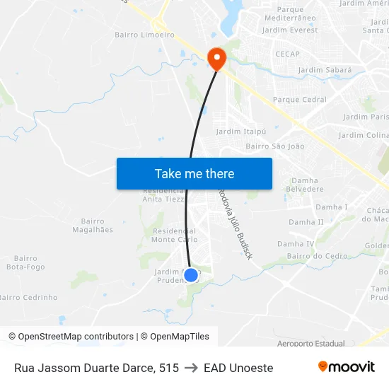 Rua Jassom Duarte Darce, 515 to EAD Unoeste map