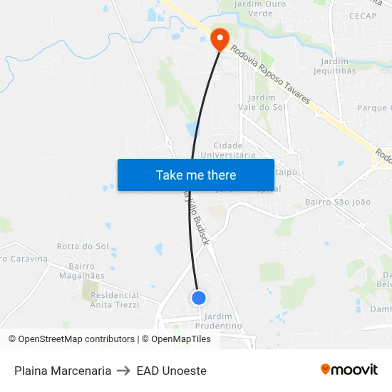 Plaina Marcenaria to EAD Unoeste map
