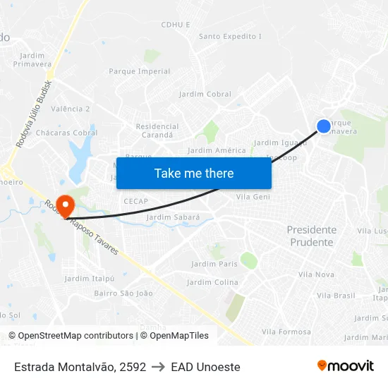 Estrada Montalvão, 2592 to EAD Unoeste map